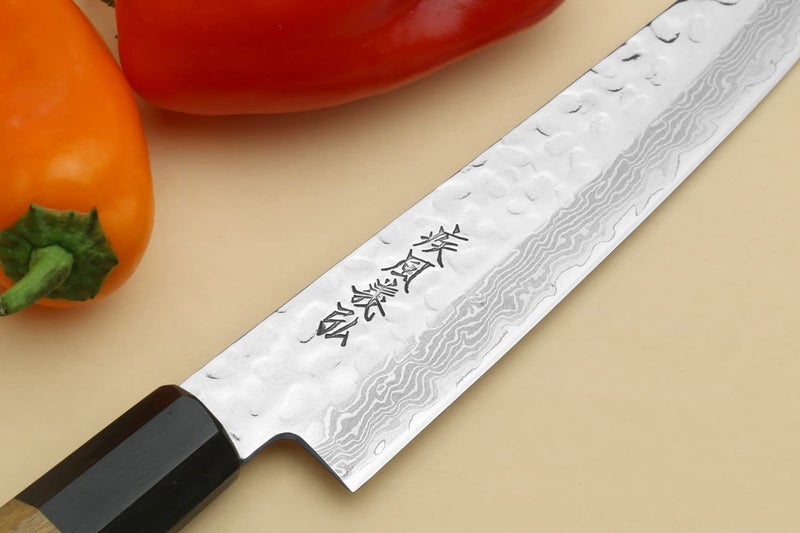 Yoshihiro 46 Layers VG10 Hammered Damascus Petty Japanese Utility Knife Ambrosia Handle (6''(150mm)) - Image 4