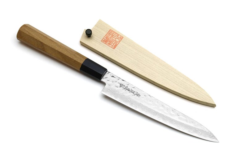 Yoshihiro 46 Layers VG10 Hammered Damascus Petty Japanese Utility Knife Ambrosia Handle (6''(150mm)) - Image 1