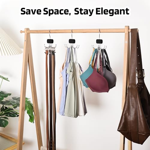 Draxzor 3 Pack Tank Top Hangers, 2026 Upgraded Bra Hanger for Closet Organizer & Storage, 360° Rotating & Foldable Design, Wooden Space-Saving Hanger for Tank Tops, Bras and More (Black) - Image 4