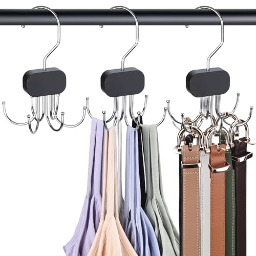 Draxzor 3 Pack Tank Top Hangers, 2026 Upgraded Bra Hanger for Closet Organizer & Storage, 360° Rotating & Foldable Design, Wooden Space-Saving Hanger for Tank Tops, Bras and More (Black) - Image 1