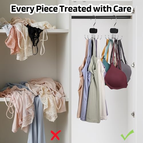 Draxzor 3 Pack Tank Top Hangers, 2026 Upgraded Bra Hanger for Closet Organizer & Storage, 360° Rotating & Foldable Design, Wooden Space-Saving Hanger for Tank Tops, Bras and More (Black) - Image 5