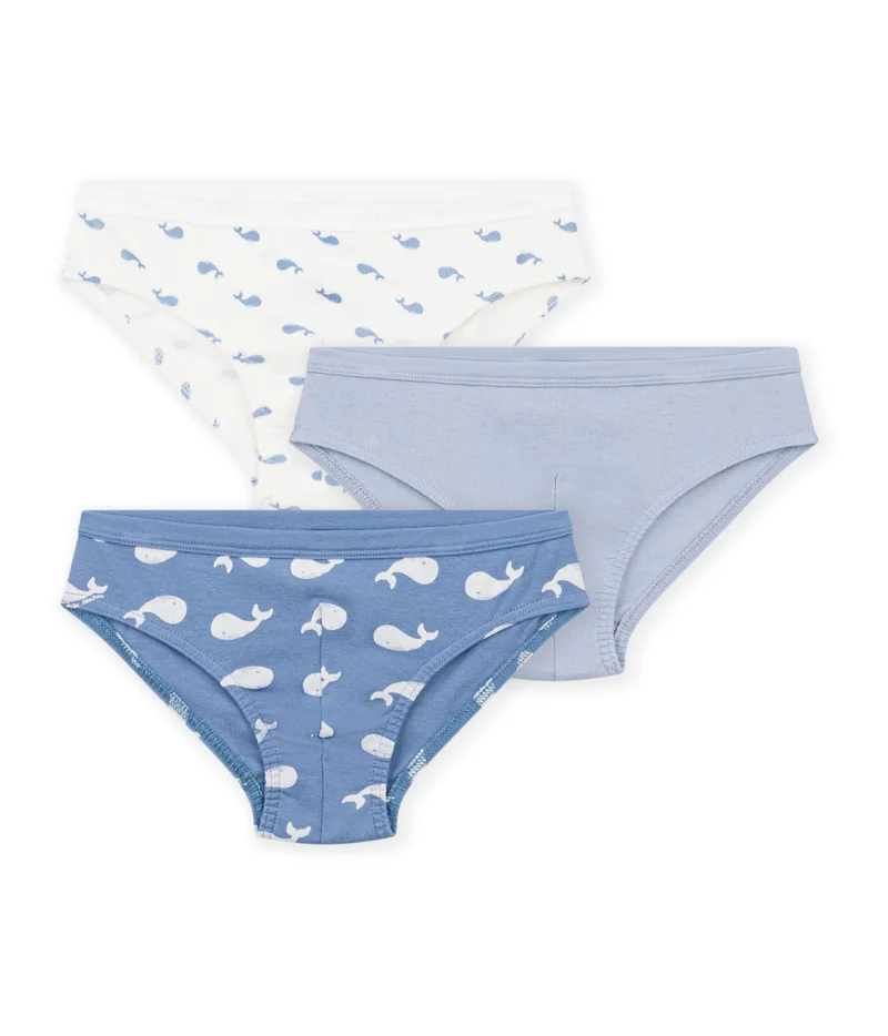 بيتي باتو Pack Of Children's Whale Print Cotton Briefs