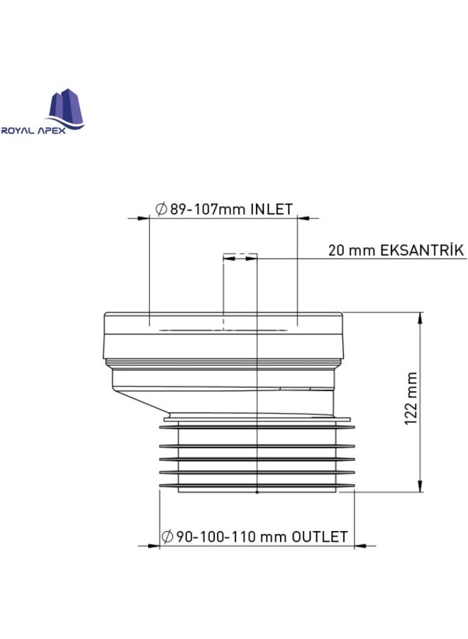 Royal Apex High Quality Pp Wc Eccentric Connector Pan Connector For Toilet Offset 20 Mm  - Image 2