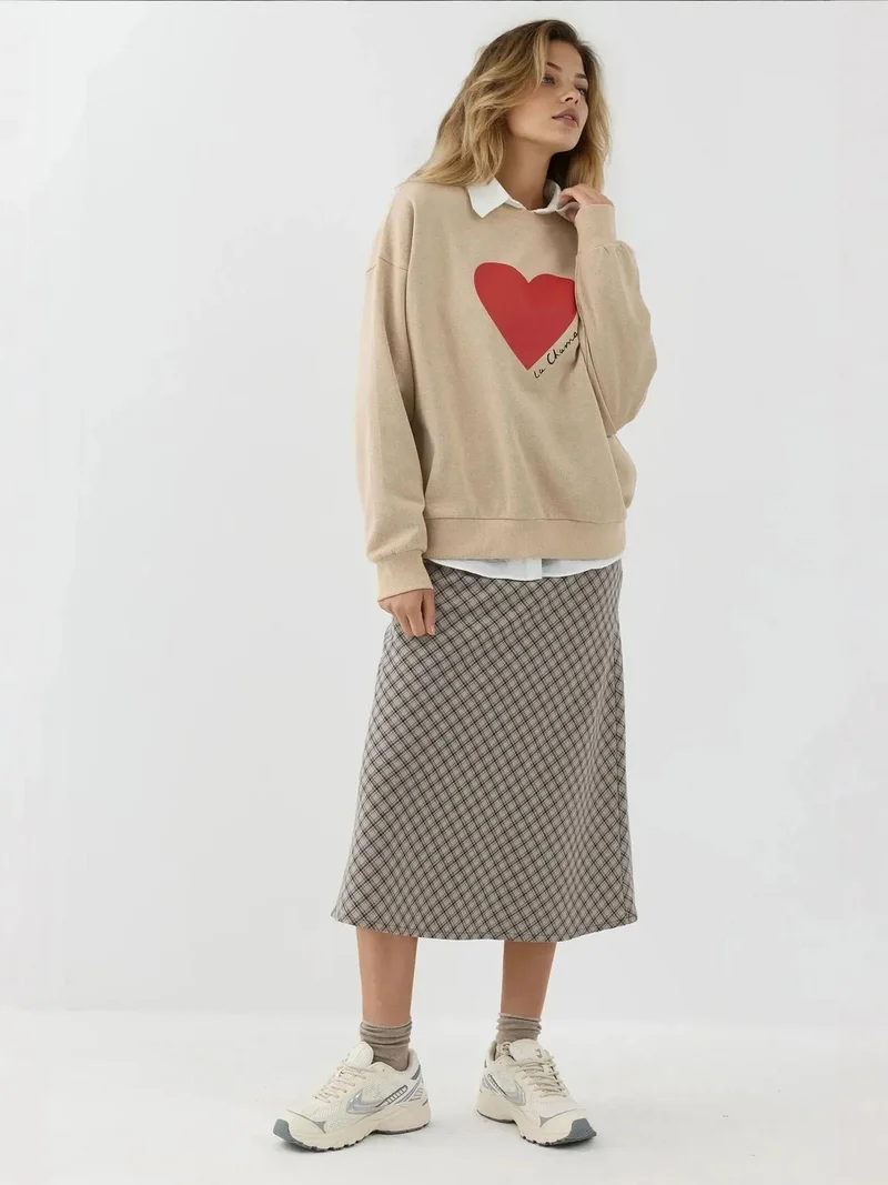 Hiccup Multicolor Midi A-Form Fit Plaid Skirt with Zipper for Women | Best Price UAE