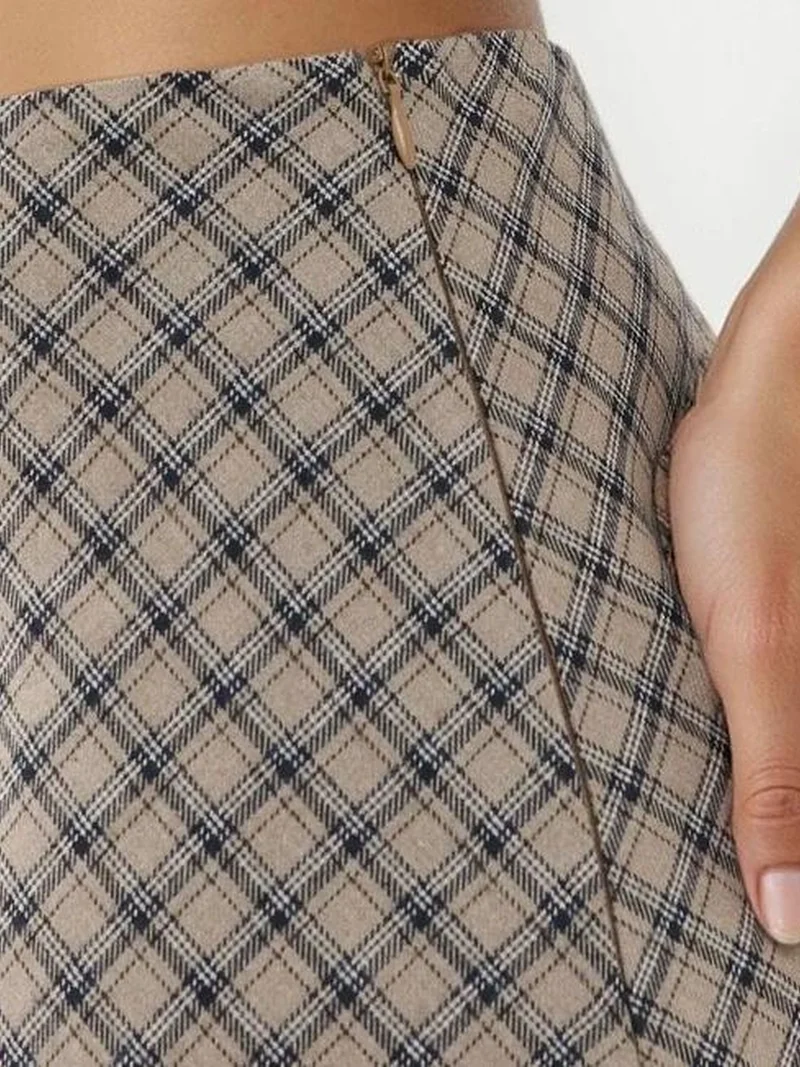 Hiccup Multicolor Midi A-Form Fit Plaid Skirt with Zipper for Women | Best Price UAE