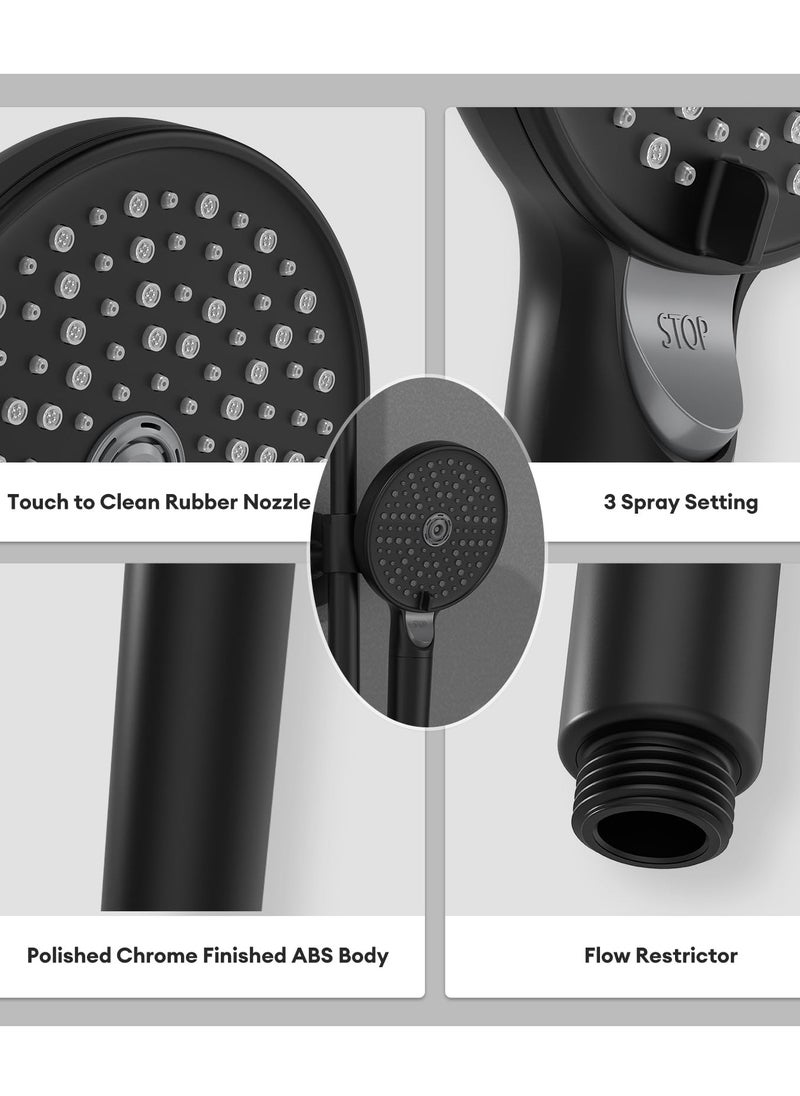 Jomoo - High Pressure 3 Setting Shower Head, Matte Black Handheld Showerheads (Shower Filter Available) - Image 1