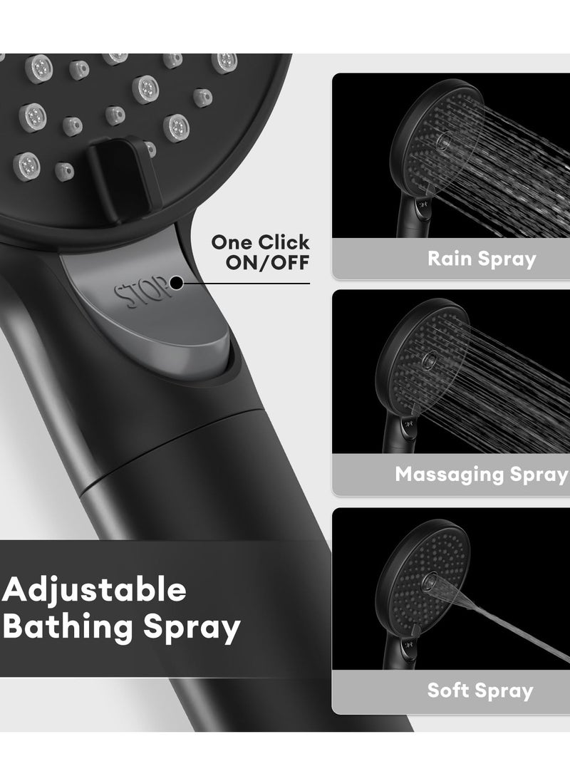 Jomoo - High Pressure 3 Setting Shower Head, Matte Black Handheld Showerheads (Shower Filter Available) - Image 1
