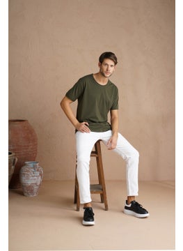 Cool Tarz Cool Style Men's Dark Khaki Sloppy Collar Loose T-SHIRT-TCPS001R67S  - Image 3