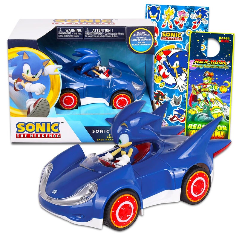 Sonic the Hedgehog Toy Race Car Set Sonic Gift Bundle with Sonic Pull Back Racecar Plus Stickers and More Sonic Race Car Set - Image 2