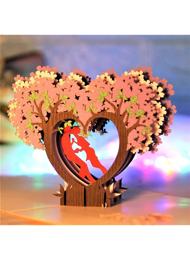 erorex Pop Up Card 3D Kissing Couple On Purple Heart Wisteria Card Romantic 1St Wedding Anniversary Pop Up Card For Couple Wife Husband Girlfriend Boyfriend On Any Special Day Valentine Pop Up Card  - Image 4