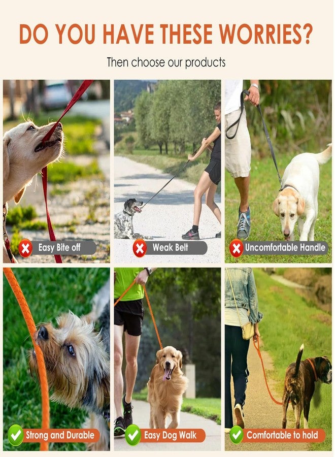 CUGBCUG Soft Leather Dog Collar and Leash Set, Stylish Sturdy Braided Waterproof, Heavy Duty Rose Gold Buckle, 4ft for Large Medium Small Dogs Walking Training (Orange, L) - Image 4