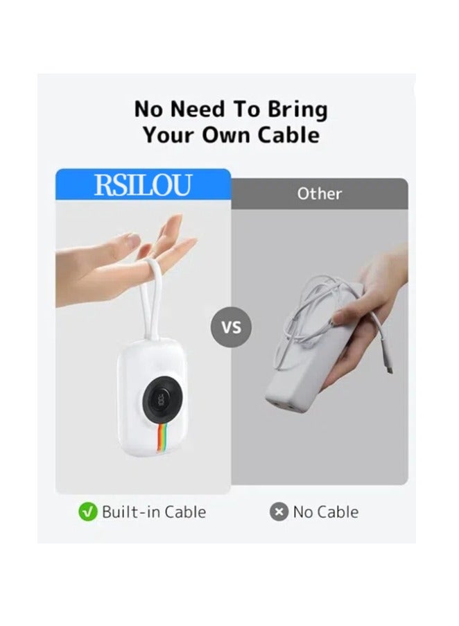 Cabled Power Bank 10000mAh Capacity, 20W PD, Fast Charging, LED Digital Display, Built-in Type-C and Lightning Cables