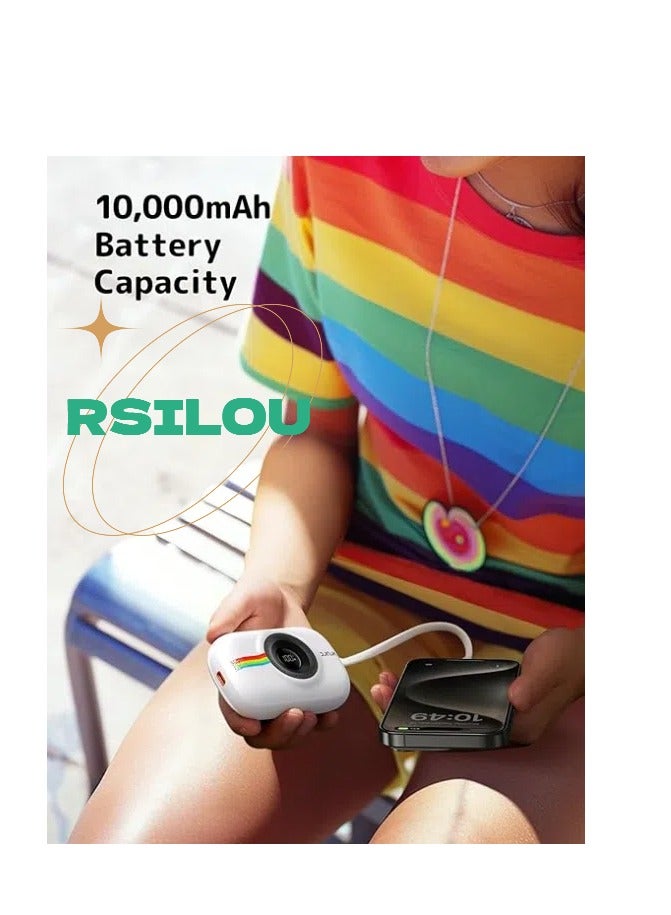 Cabled Power Bank 10000mAh Capacity, 20W PD, Fast Charging, LED Digital Display, Built-in Type-C and Lightning Cables