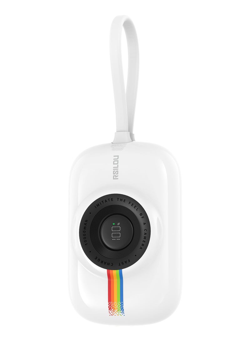 Cabled Power Bank 10000mAh Capacity, 20W PD, Fast Charging, LED Digital Display, Built-in Type-C and Lightning Cables