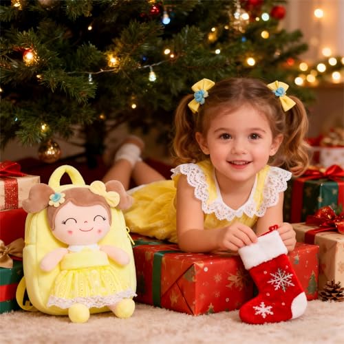 Gloveleya Back to School Gifts for Girls Kids Backpack Toddler Girls Backpacks with Soft Plush Spring Girl Doll Toys Yellow - Image 5