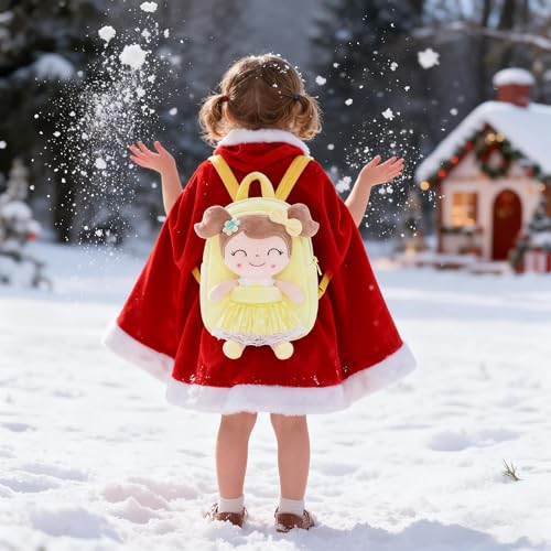 Gloveleya Back to School Gifts for Girls Kids Backpack Toddler Girls Backpacks with Soft Plush Spring Girl Doll Toys Yellow - Image 4