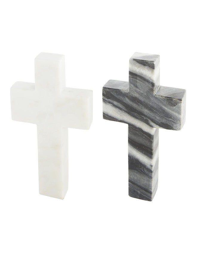 MBSC Hand Crafted Marble Faith Cross Wall hanging | Home Decore Christian Cross for Gift, 6" x 4.5"(White) - Image 2