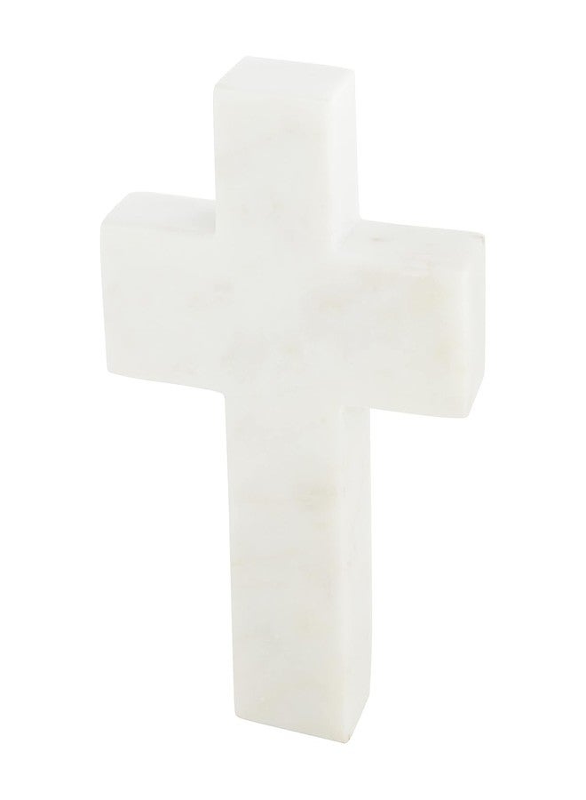 MBSC Hand Crafted Marble Faith Cross Wall hanging | Home Decore Christian Cross for Gift, 6" x 4.5"(White) - Image 1