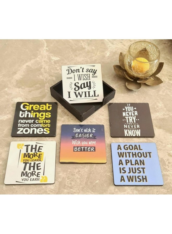 MY CREATIVE HUT My Creative Hut Tea Coasters Set of 6, Beautiful Design with Stand for Tea Cups, Coffee Mugs, and Glasses, Ideal for Diwali Gifting (Motivational Quotes)  - Image 3