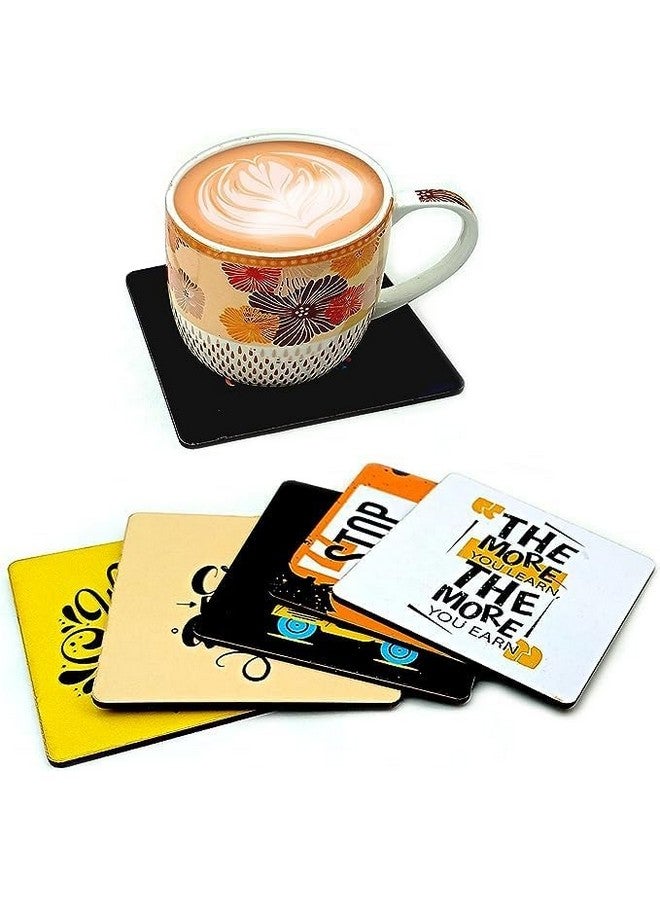 MY CREATIVE HUT My Creative Hut Tea Coasters Set of 6, Beautiful Design with Stand for Tea Cups, Coffee Mugs, and Glasses, Ideal for Diwali Gifting (Motivational Quotes)  - Image 5