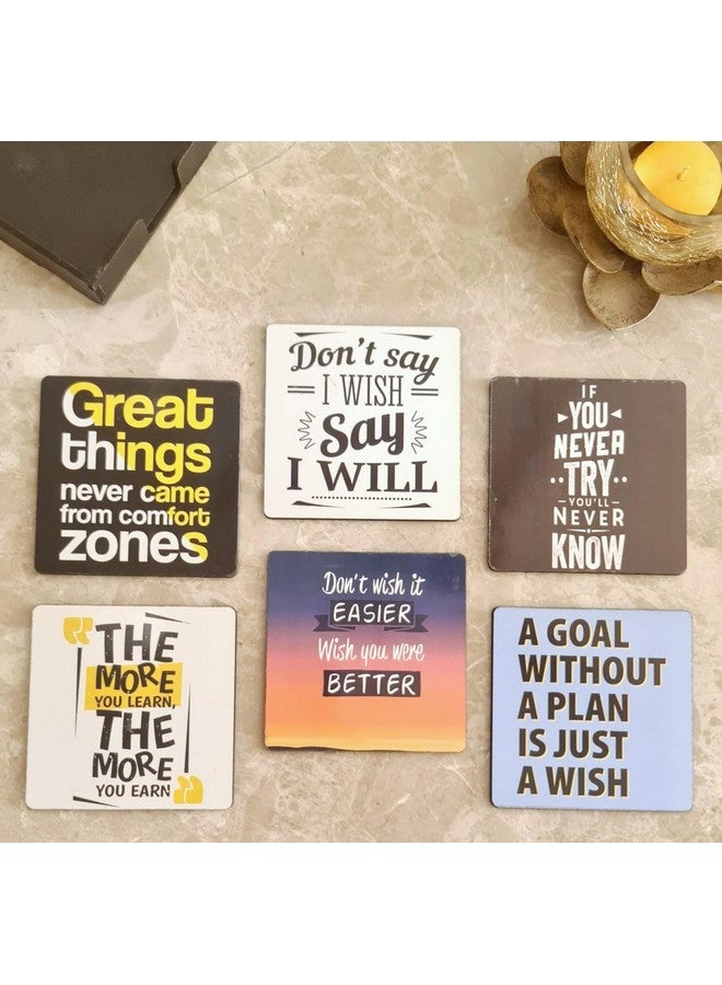 MY CREATIVE HUT My Creative Hut Tea Coasters Set of 6, Beautiful Design with Stand for Tea Cups, Coffee Mugs, and Glasses, Ideal for Diwali Gifting (Motivational Quotes)  - Image 1