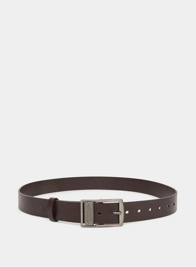 Styli Brown Faux Leather Square Buckle Belt