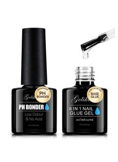 gelike ec 6 In 1 Nail Gel Glue Base Gel And Nail Prep Ph Bonder Dehydrator Gel Nail Kit 2Pcs For Nail Polish Base Gel Nail Glue Acidfree Primersuper Shiny Stain Resistant For False Nail Tips  - Image 2