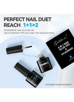 gelike ec 6 In 1 Nail Gel Glue Base Gel And Nail Prep Ph Bonder Dehydrator Gel Nail Kit 2Pcs For Nail Polish Base Gel Nail Glue Acidfree Primersuper Shiny Stain Resistant For False Nail Tips  - Image 4