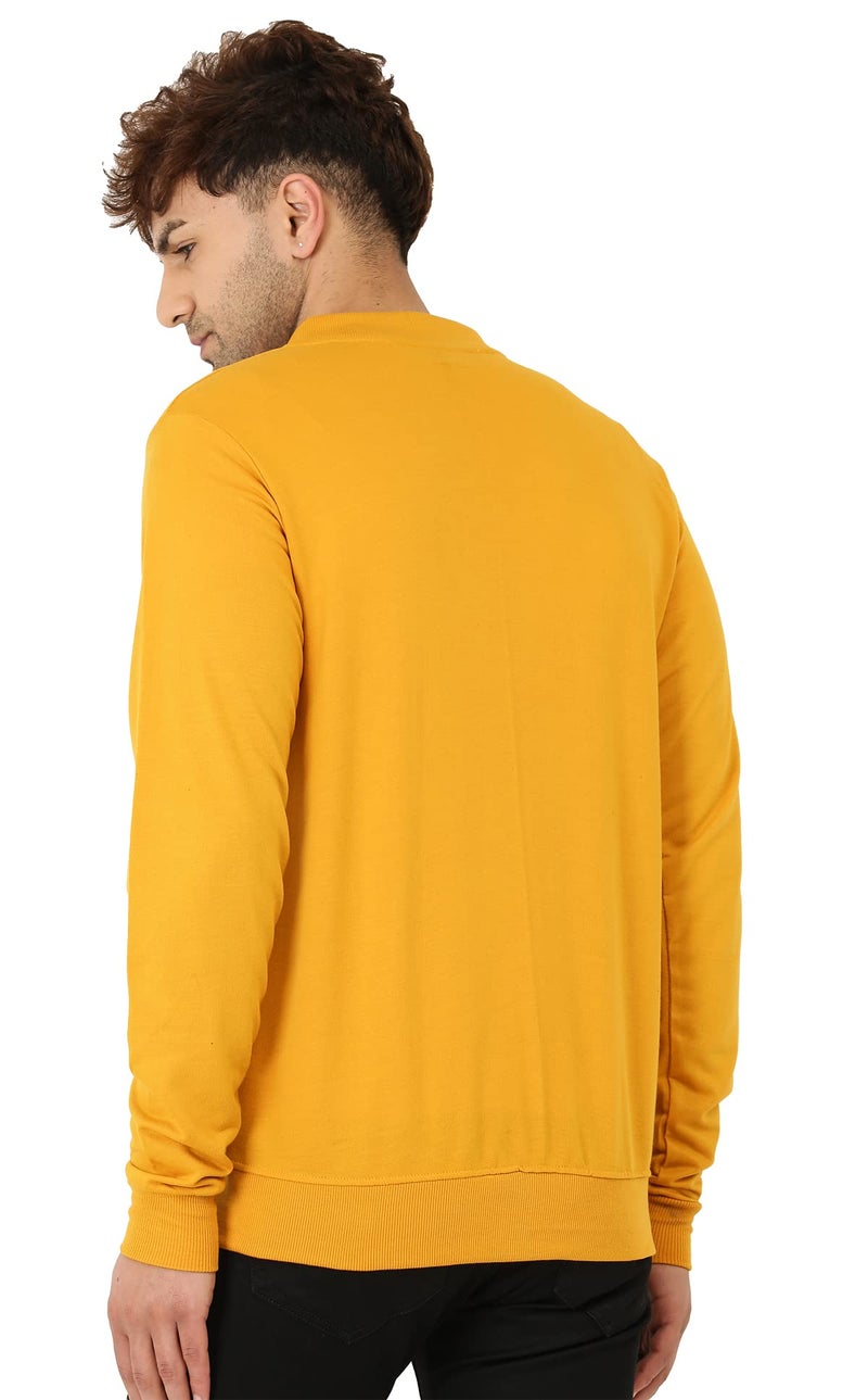LEOTUDE Full Sleeve Loopknit Regular Fit Bomber Jacket For Men (ZIPPER02_P_Mustard_L) - Image 4