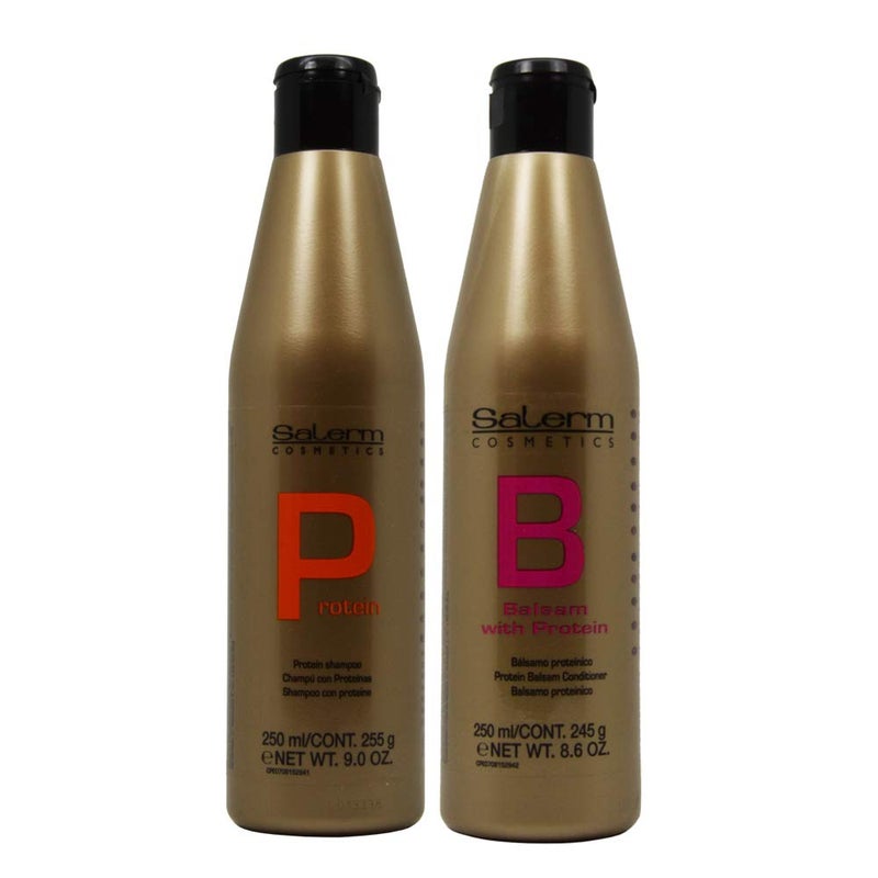 Salerm Cosmetics Protein Shampoo and Protein Balsam Conditioner Duo Set 9ounce and 86ounce