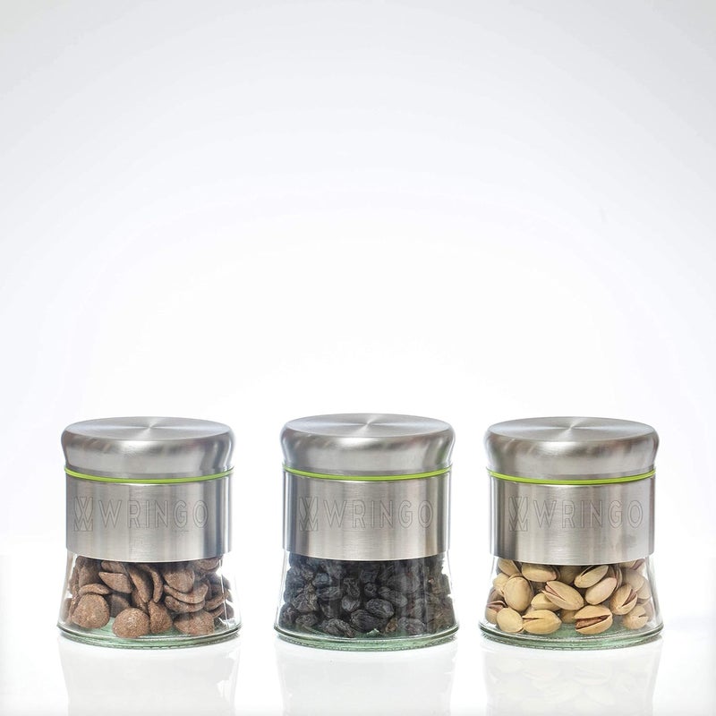 WRINGO 350 ML Stainless Steel Canister Glass Jar With LidPremium Pantry Organizers Containers Perfect Kitchen Storage For Canning CerealCoffeeSugarTeaPasta Beans Containers Set Of2Multicolor - Image 4