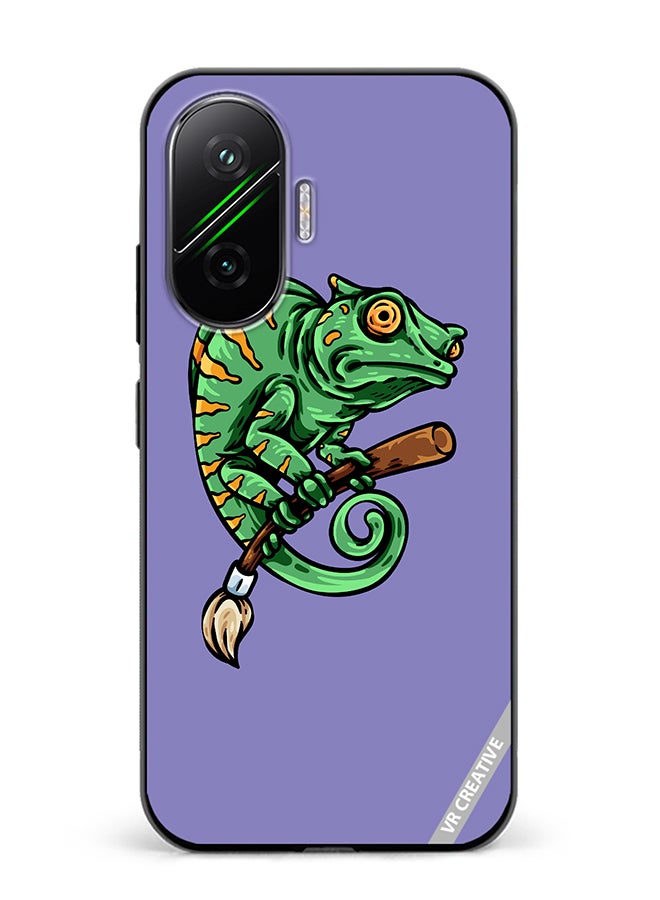 Protective Case Cover For Xiaomi Poco F7 Chameleon On Broom Design Multicolour