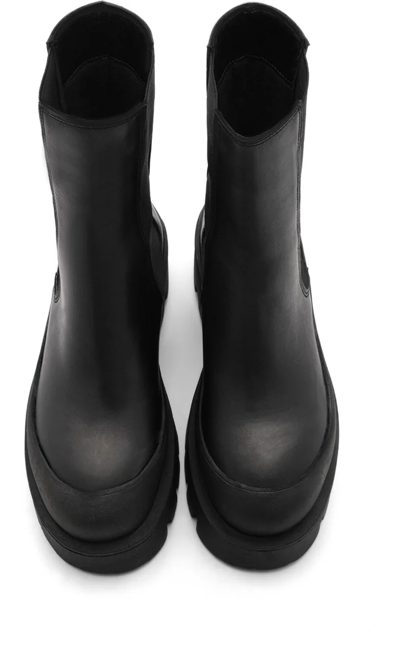 MARJIN Women's Leather Casual Boots Platform Thick Sole Milata