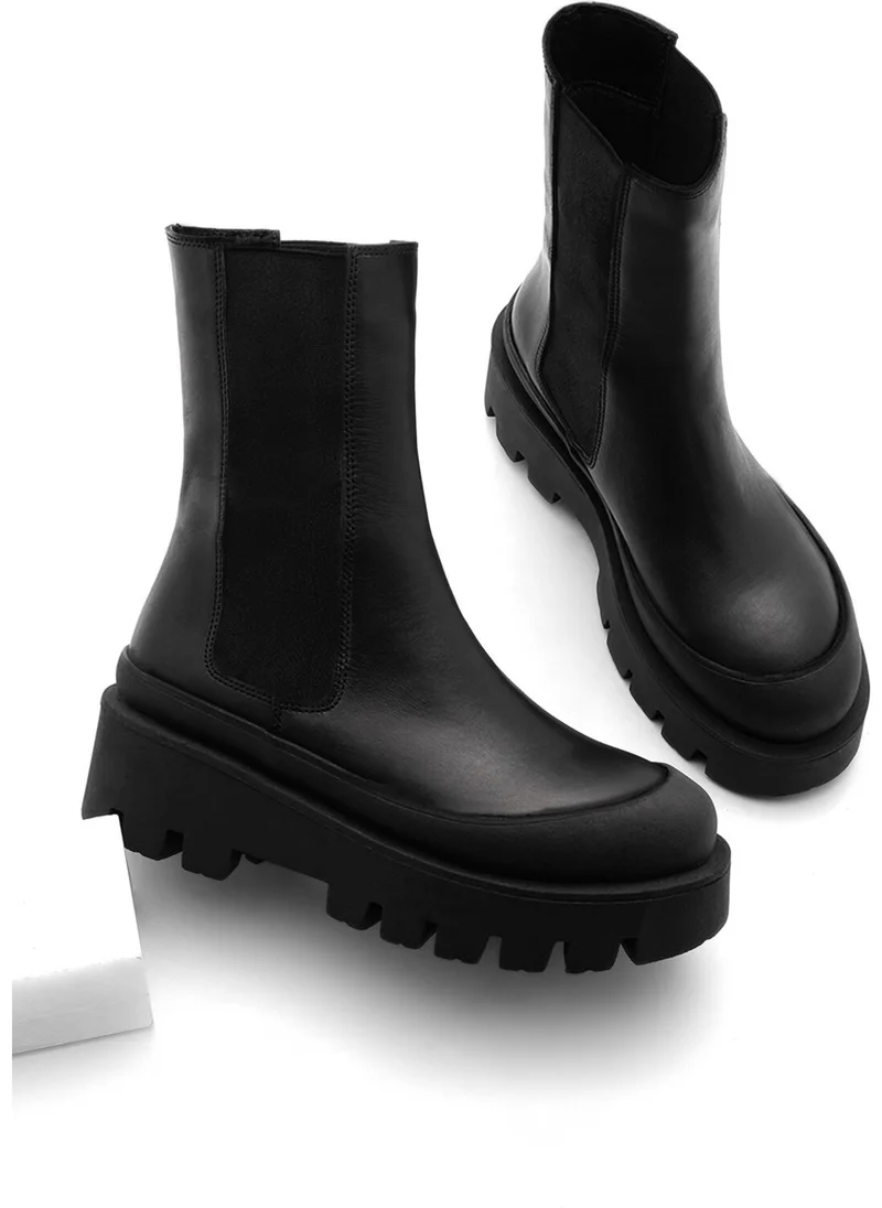 MARJIN Women's Leather Casual Boots Platform Thick Sole Milata