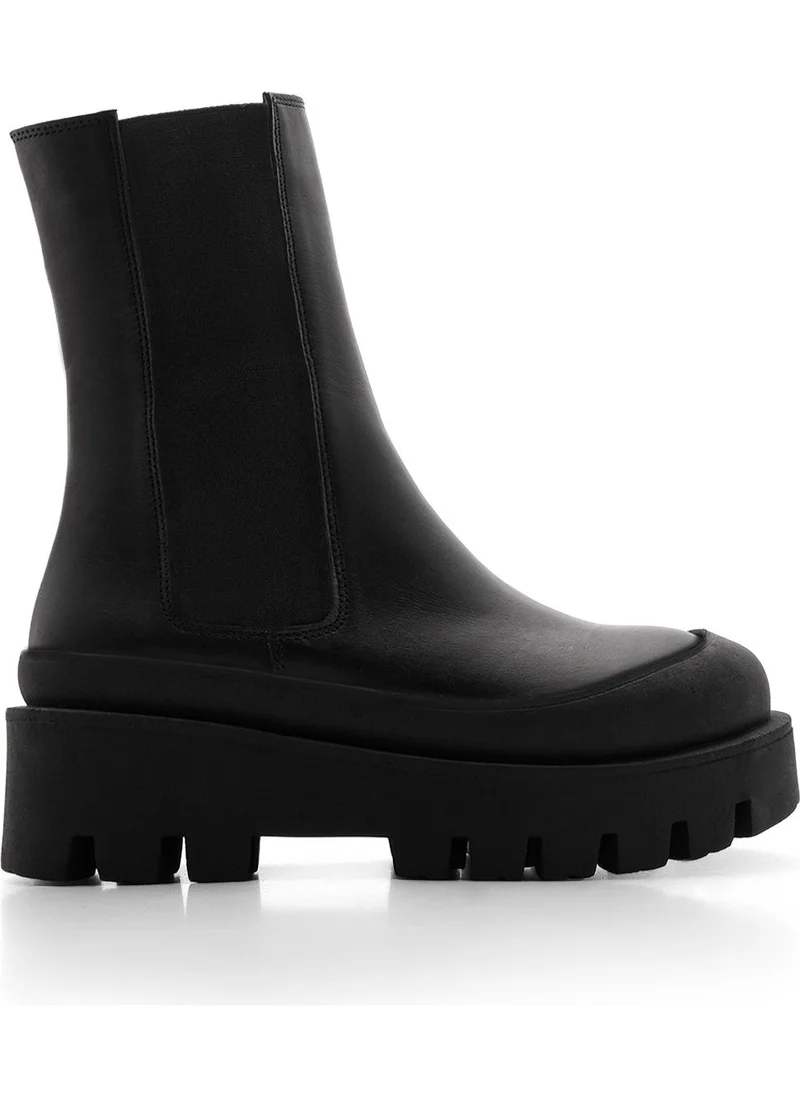 MARJIN Women's Leather Casual Boots Platform Thick Sole Milata