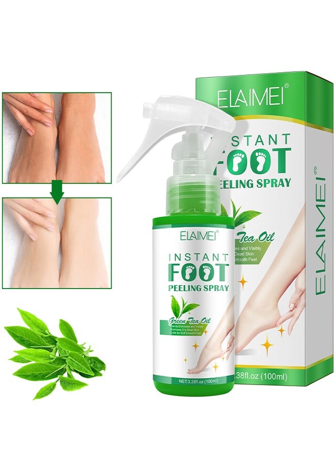 Elaimei Foot Peeling Spray Oil, Instant Foot Peeling Spray For Remove Dead Skin, Pedicure Dead Skin Exfoliator For Cracked Rough Heels, Exfoliating Peeling And Calluses On Feet (Green Tea) - Image 1