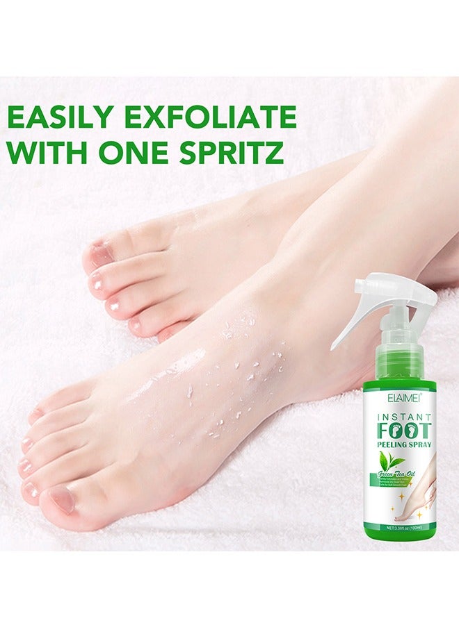 Elaimei Foot Peeling Spray Oil, Instant Foot Peeling Spray For Remove Dead Skin, Pedicure Dead Skin Exfoliator For Cracked Rough Heels, Exfoliating Peeling And Calluses On Feet (Green Tea) - Image 3