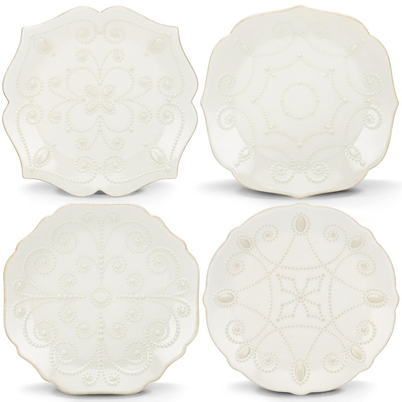 Lenox 829072 French Perle White 4Piece Assorted Dessert Plate Set