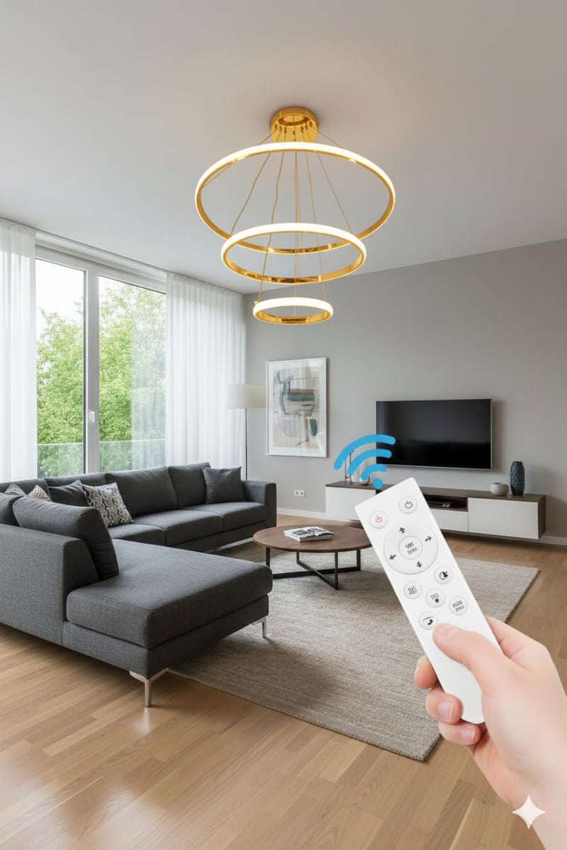 swanart Curvella Modern LED Hanging Light – Wave Design Pendant Light with Gloss Rose Gold Finish, 3-Color Dimmable LED Ceiling Fixture for Living Room, Dining Room, Bedroom – Artistic Modern Pendant - Image 3