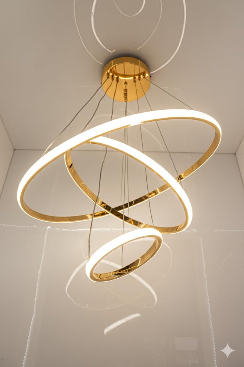 swanart Curvella Modern LED Hanging Light – Wave Design Pendant Light with Gloss Rose Gold Finish, 3-Color Dimmable LED Ceiling Fixture for Living Room, Dining Room, Bedroom – Artistic Modern Pendant - Image 4