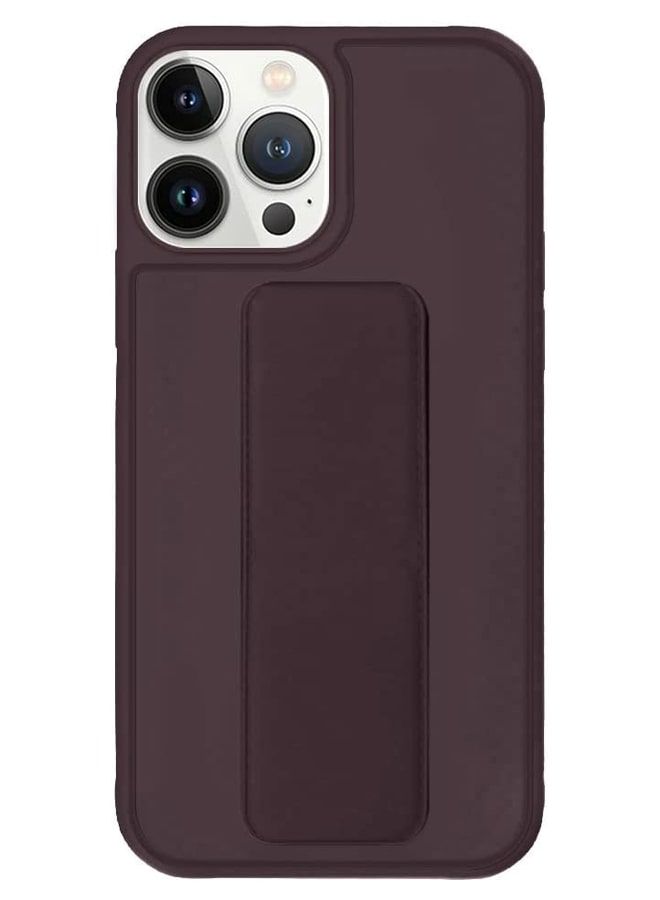 Zolo Finger Grip Holder and standing cover with Car Magnetic Multi-function Shockproof Protective Case Cover For iphone 13 Pro Max Brown - Image 2