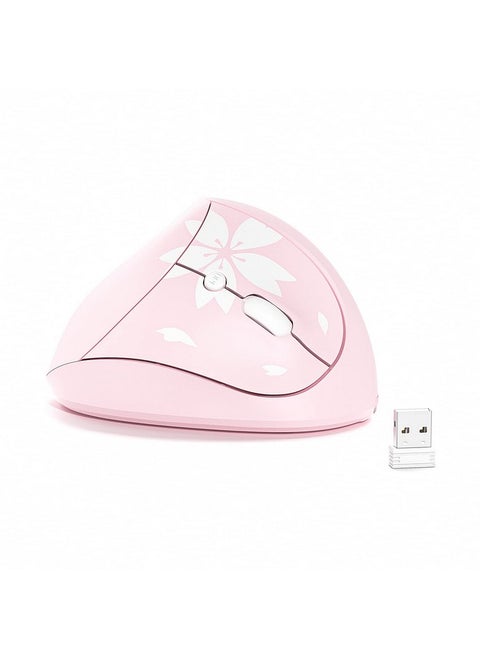 Sakura Cherry Pink Wireless Ergonomic Vertical Mouse 2.4Ghz Optical Ergo Mouse With 800 1200 1600 Dpi Right Handed For Laptop Computer Desktop Windows Mac Os Ios Linux Android Systems