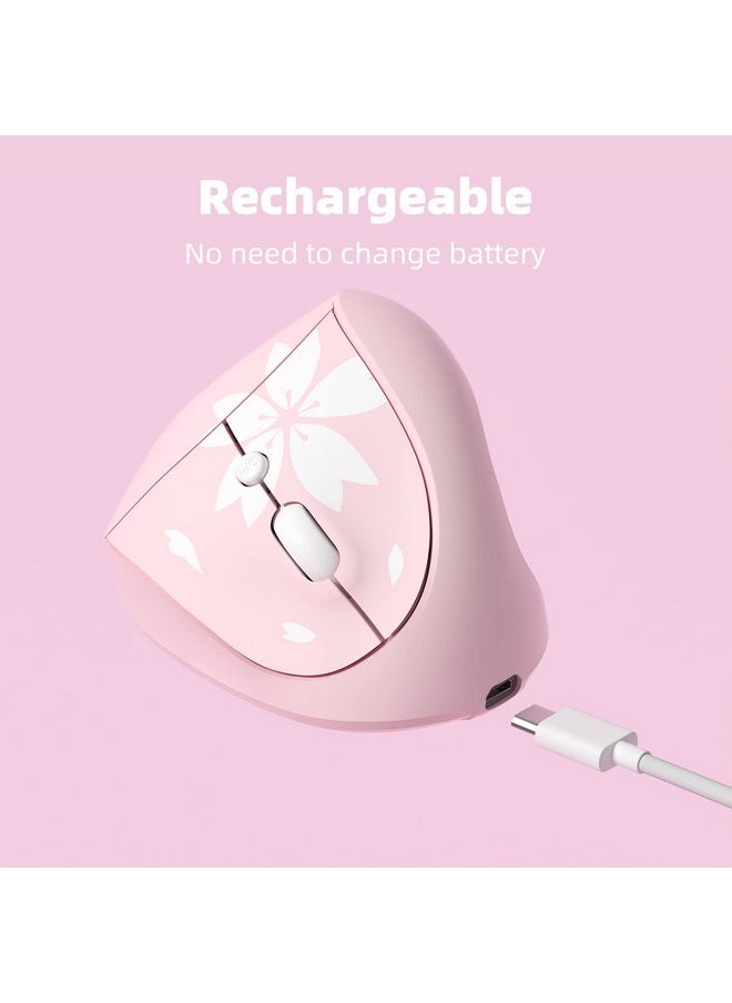 Mytrix Sakura Cherry Pink Wireless Ergonomic Vertical Mouse 2.4Ghz Optical Ergo Mouse With 800 1200 1600 Dpi Right Handed For Laptop Computer Desktop Windows Mac Os Ios Linux Android Systems  - Image 5