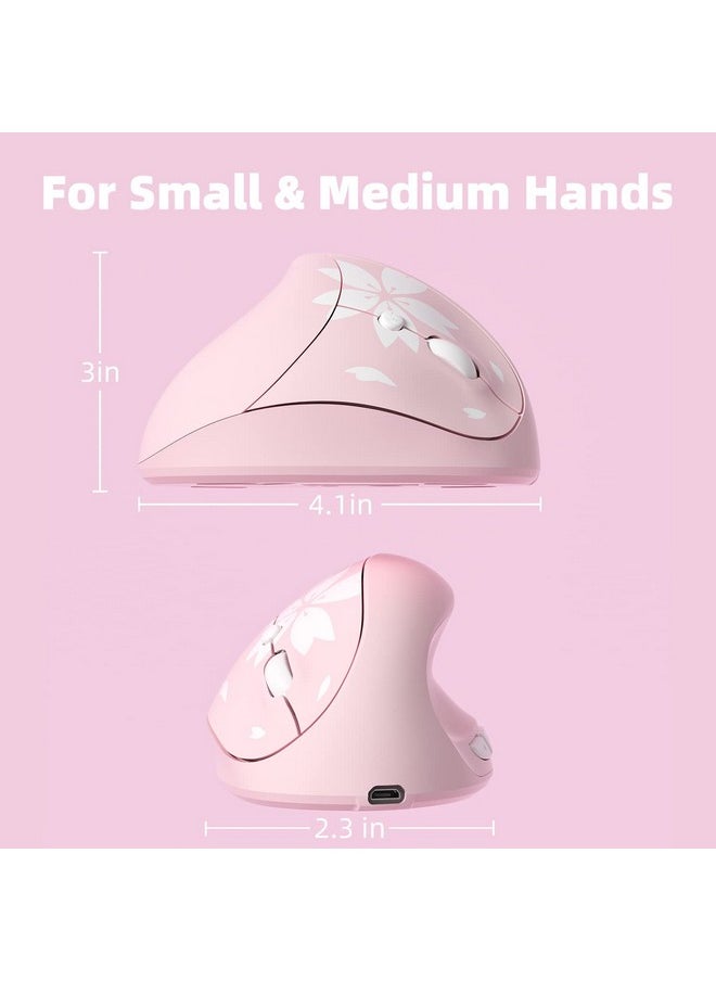 Mytrix - Sakura Cherry Pink Wireless Ergonomic Vertical Mouse 2.4Ghz Optical Ergo Mouse With 800 1200 1600 Dpi Right Handed For Laptop Computer Desktop Windows Mac Os Ios Linux Android Systems - Image 1