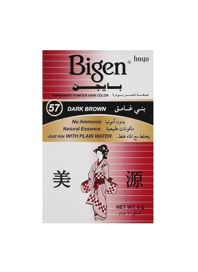 Bigen - Permanent Powder Hair Color NO.57 Dark Brown 6g - Image 1