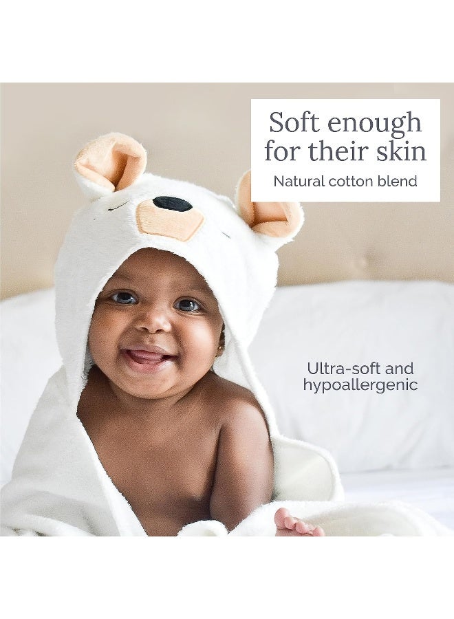 Natemia Extra Soft Rayon from Bamboo Hooded Towel for Kids | Highly Absorbent and Hypoallergenic | 40" X 30" Large Animal Face Baby Bath Towel with Hood | Great Baby Shower Registry Gift - Image 4