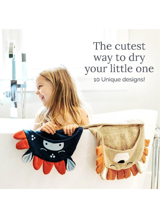 Natemia Extra Soft Rayon from Bamboo Hooded Towel for Kids | Highly Absorbent and Hypoallergenic | 40" X 30" Large Animal Face Baby Bath Towel with Hood | Great Baby Shower Registry Gift - Image 3