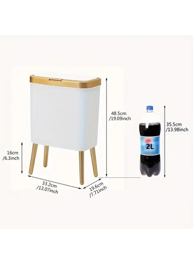 15L Black High Foot Metal Garbage Bin Press Lid Odor Proof Large Capacity Rectangular - Image 3