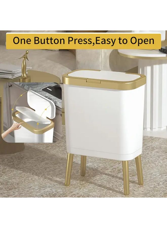 15L Black High Foot Metal Garbage Bin Press Lid Odor Proof Large Capacity Rectangular - Image 5