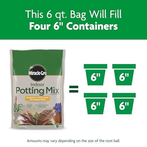 Miracle-Gro Indoor Potting Mix, Blended for a Variety of Houseplants, Feeds for up to 6 Months, 6 qt. - Image 5